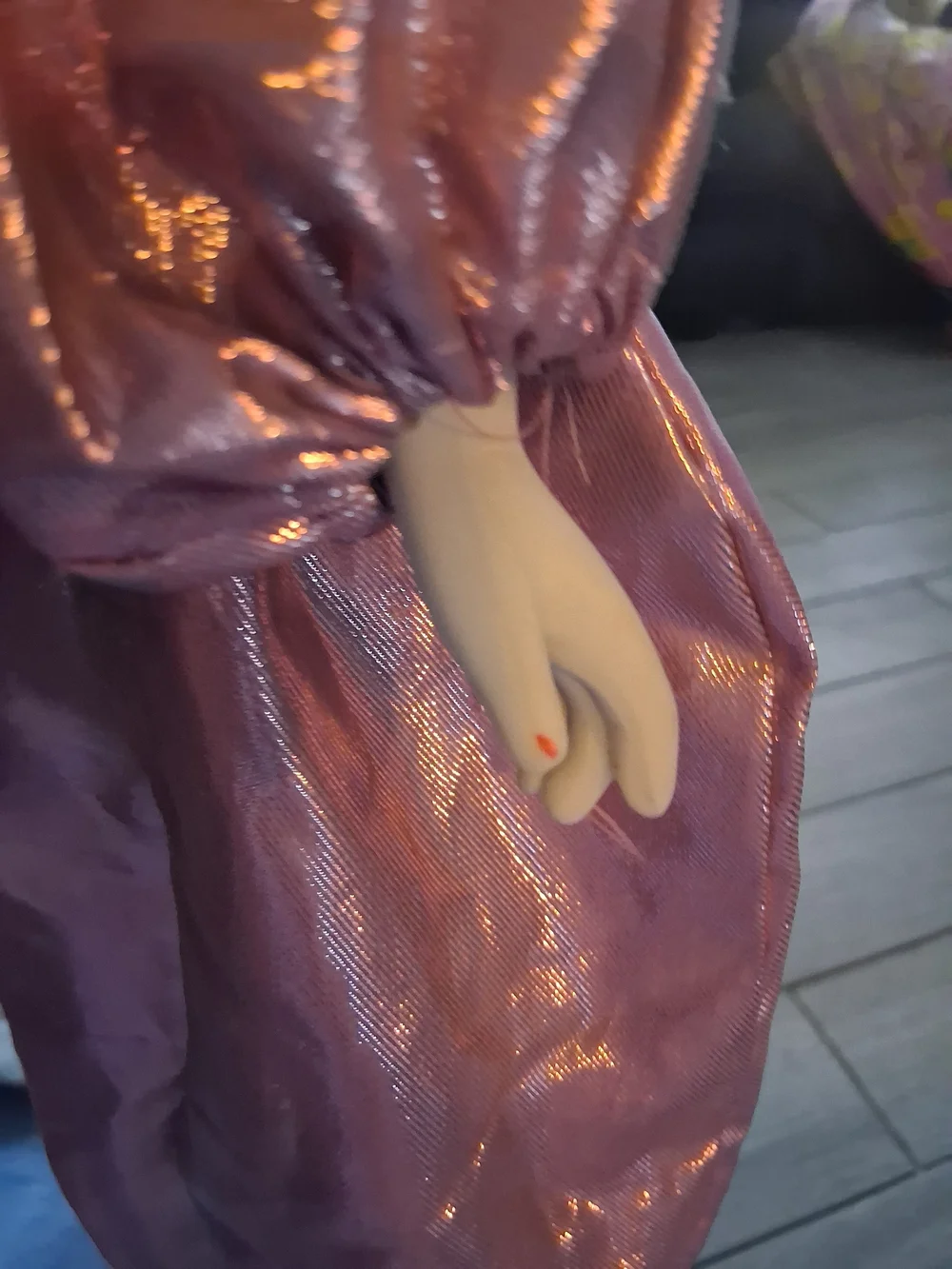 Porcelain Clown Doll in Shimmering Pink Costume